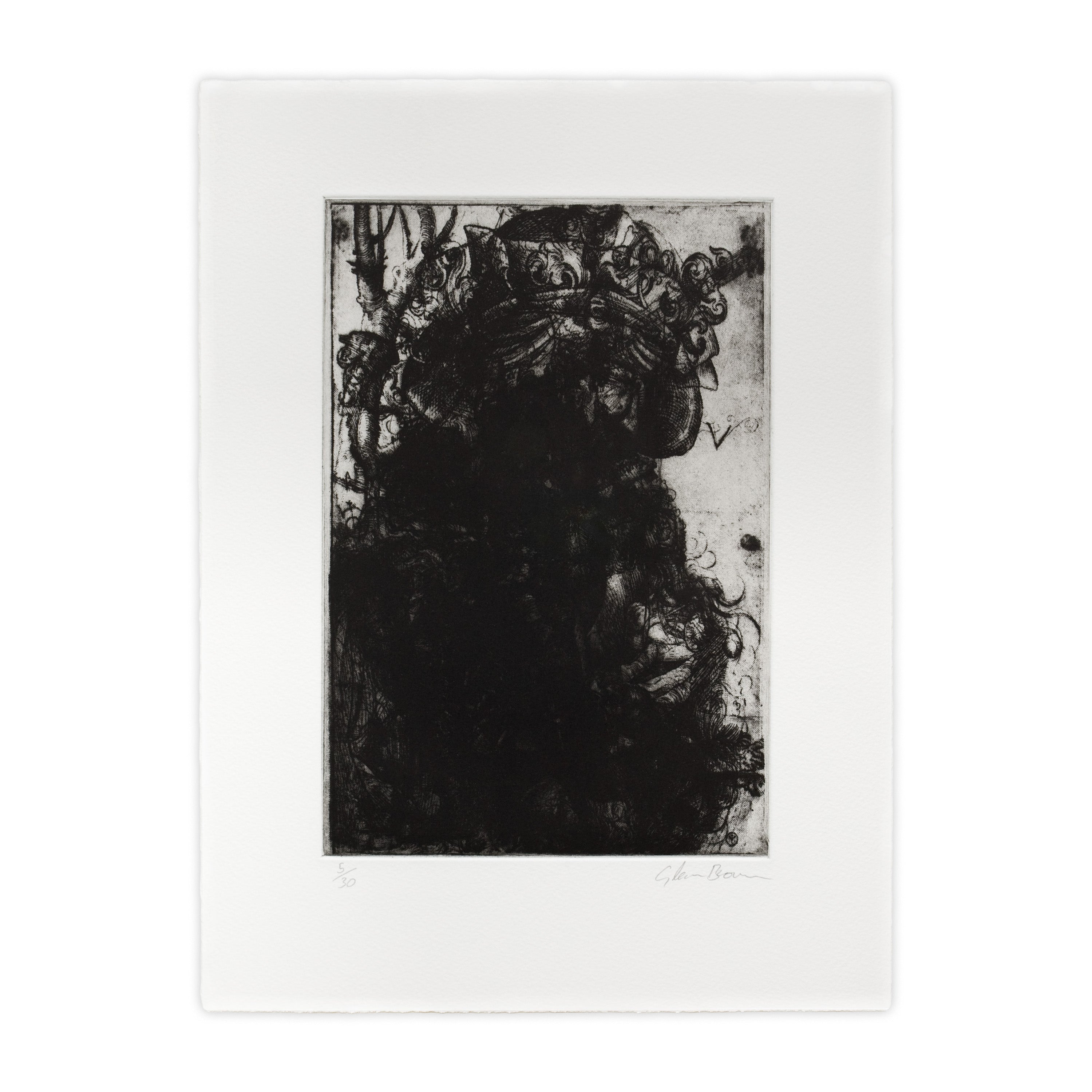 Glenn Brown 'Layered Portrait (after Urs Graf) 1' Etching