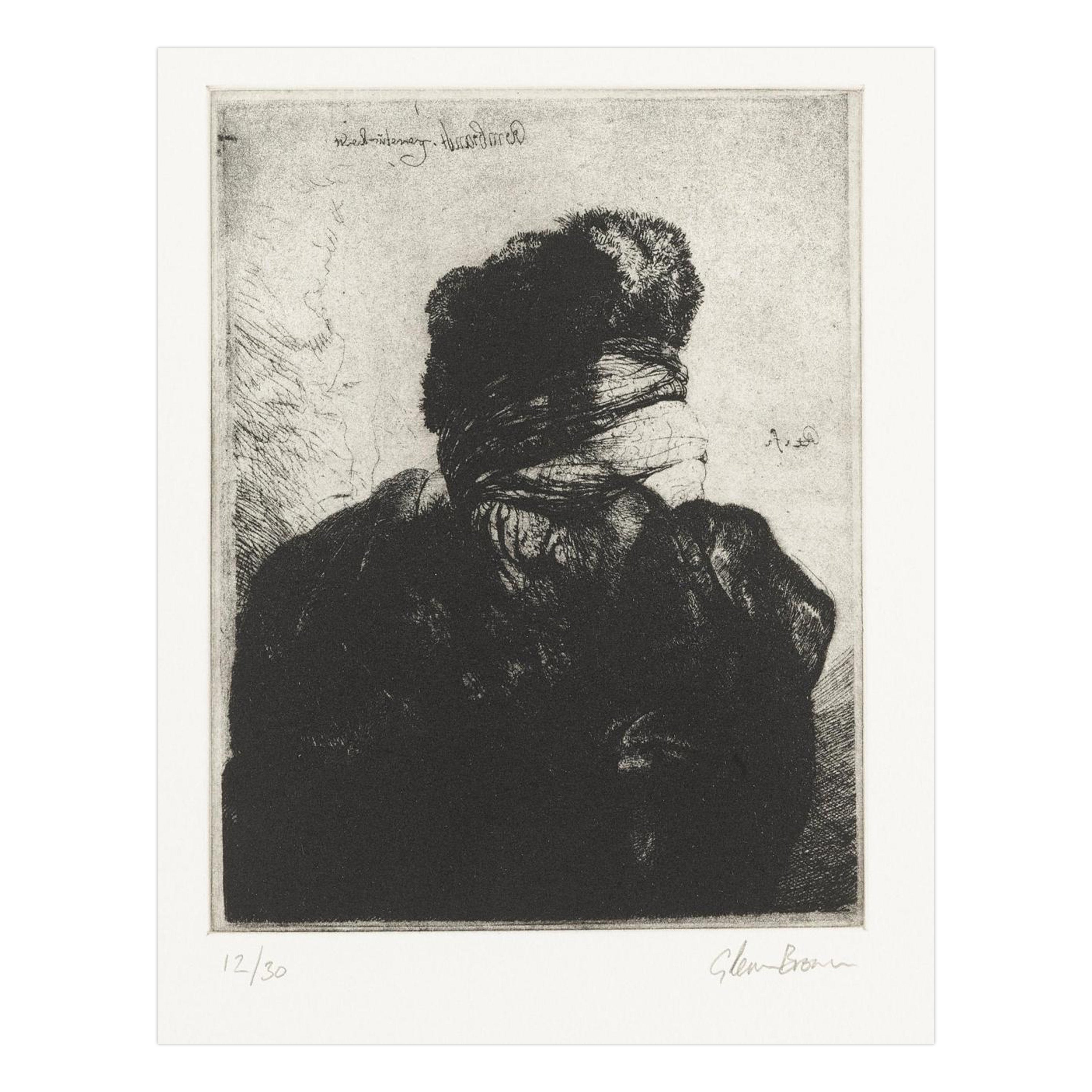 Glenn Brown 'Layered Portrait (after Rembrandt) 7' Etching